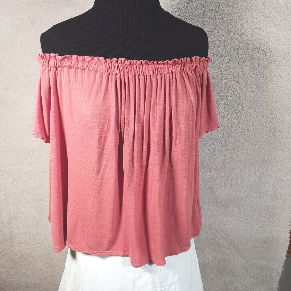 Boho Off Shoulder Cropped Corral Rayon Women's Top Icy Zone M Peasant Blouse